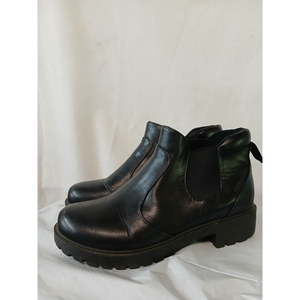 Alegria Genuine Leather Chelsea Boots Lug Sole Ankle Boots Sz 39 US 8.5 Black